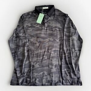 Derminpro Mens Black‎ Camo long sleeve polo-Size XL-NWT-Golf-Athlesiure